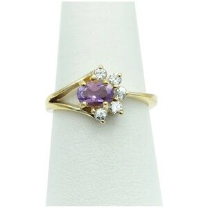 14K Amethyst & Cubic Zirconium Ring